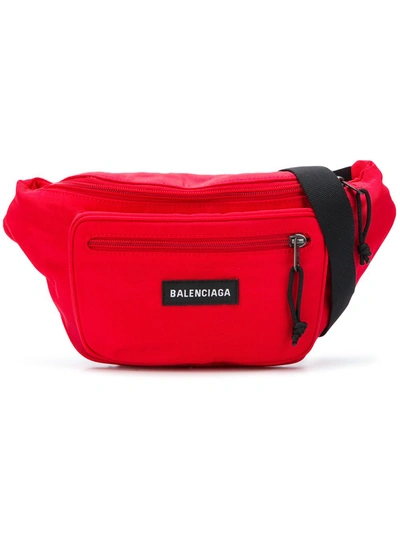 Balenciaga Logo Nylon Belt Bag In Red