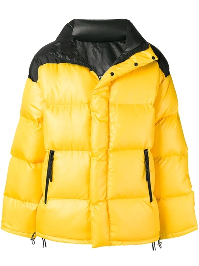 Ambush Reversible Colour Block Down Jacket In Giallo