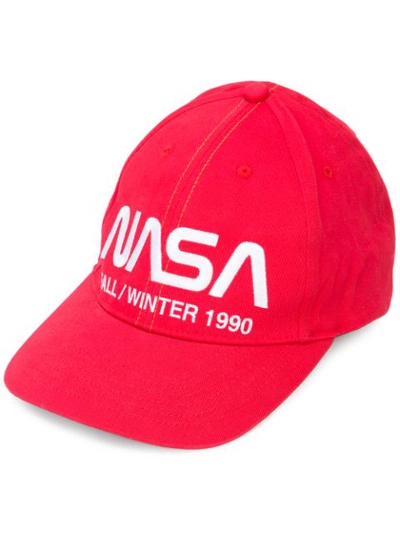 Heron Preston Nasa Embroidered Cotton Baseball Hat In Red