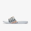 Nike Men's Benassi Just Do It Print Slide Sandals From Finish Line In White/black/orange