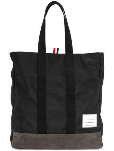 Thom Browne Logo-patch Two-toned Tote Bag In Black