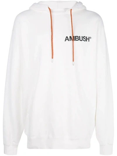 Ambush Logo Print Hoodie In White