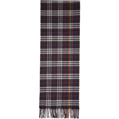 Burberry Men's Rainbow Vintage-check Scarf In Navy/rainbow |