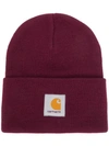 Carhartt Logo Knitted Hat In Red
