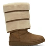 Y/project X Ugg Black Triple Layered Shearling Boots In Brown