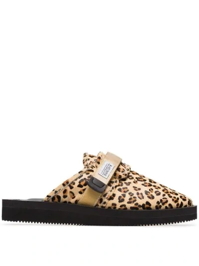 Suicoke Leopard Print Sheep Skin And Calf Hair Slippers  In Multicolor