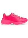 Gucci Rhyton Fluorescent Leather Sneaker In Pink