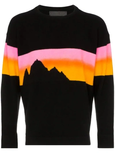 The Elder Statesman Alpine Sunset Cashmere Jumper In Black