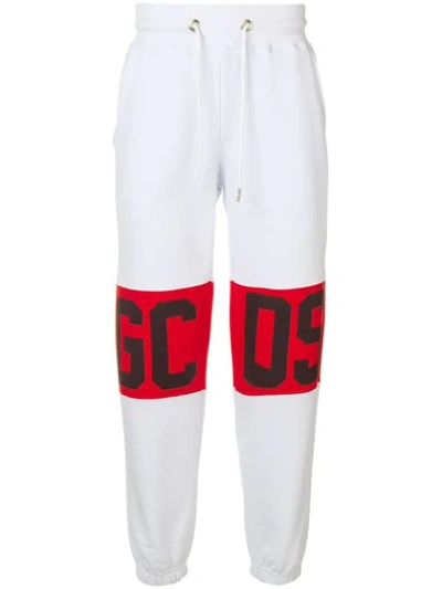 Gcds Logo Band Track Pants In 01 Bianco