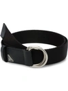 Prada Triangle-logo Woven Belt In Black