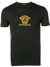 Versace Embroidered Medusa Logo T-shirt In Black