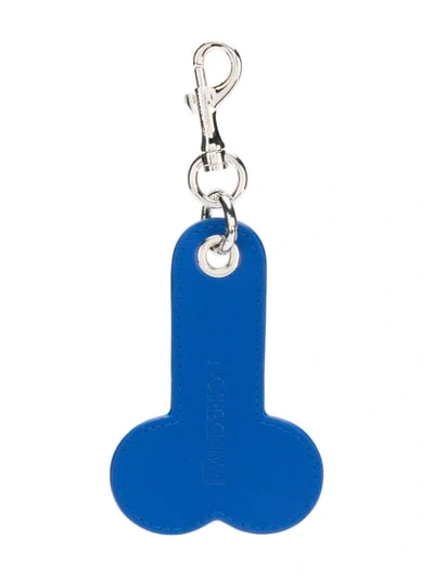 Jw Anderson Leather Tag Keyring In Black