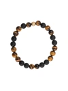 Nialaya Multi-coloured Bead And 18ct Gold-plated Skull Bracelet In Multi Brown