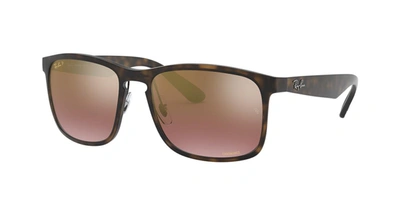 Ray Ban Rb4264 Chromance Sunglasses Tortoise Frame Violet Lenses Polarized 58-18 In Havana