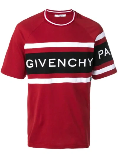 Givenchy Logo Colour-block T-shirt In Red