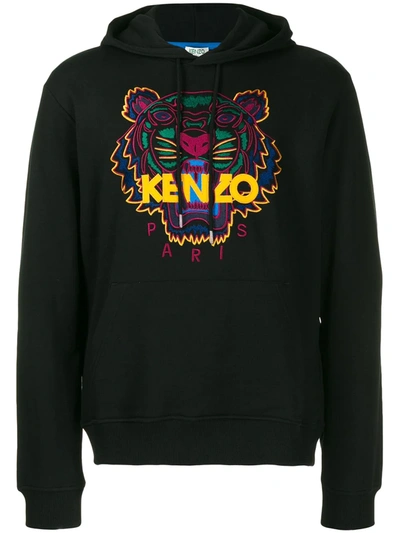 Kenzo Classic Tiger Embroidered Hooded Sweatshirt In Black