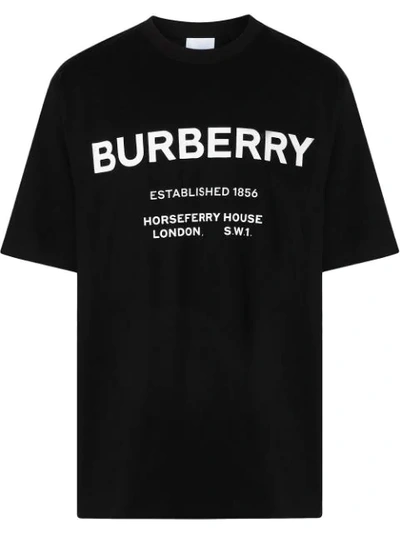 Burberry Murs Logo-print Cotton-jersey T-shirt In Black