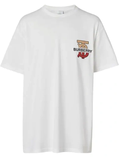 Burberry Gatley Monogram Logo-print Cotton T-shirt In White