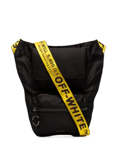 Off-white Logo-jacquard Webbing And Shell Belt Bag In Black