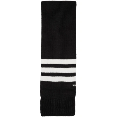Y-3 Fringed Scarf In Black,white,red