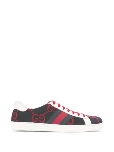 Gucci Ace Gg-diamond Towelling Low-top Trainers In Red