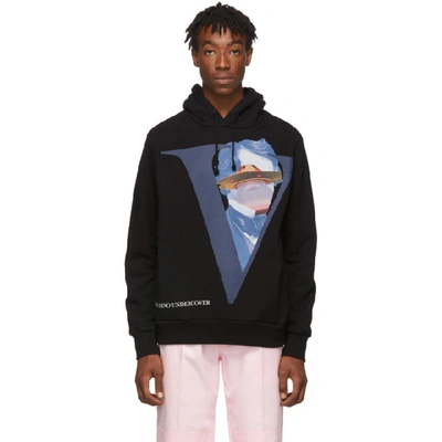 Undercover + Valentino Printed Fleece-back Cotton-jersey Hoodie In Black