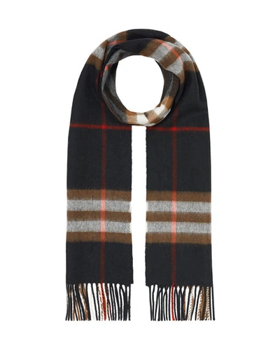 Burberry Men's Giant Check Cashmere Scarf In Black/brown