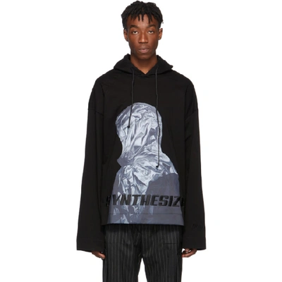 Juunj Hooded Print Cotton Jersey Ls T-shirt In 5 Black