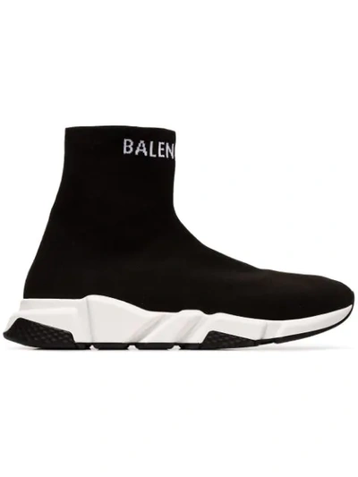 Balenciaga Speed Sock Slip-on In Black & White