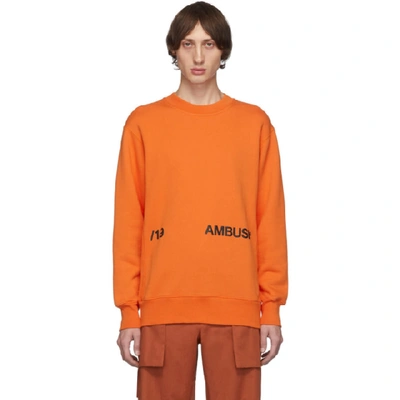 Ambush Print Cotton Jersey Crewneck Sweatshirt In Orange