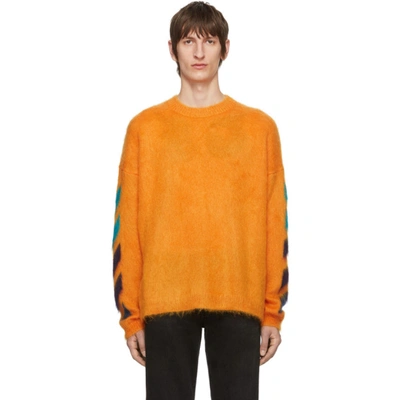 Off-white Arrow-intarsia Mohair-blend Sweater In Orange