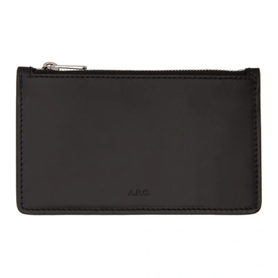 Apc Walter Logo-debossed Saffiano-leather Cardholder In Black