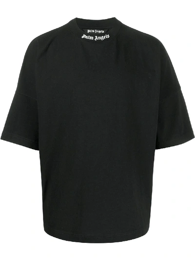 Palm Angels Logo Print T-shirt In Black