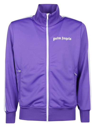 Palm Angels Classic Track Logo-print Regular-fit Woven Jacket In Purple White