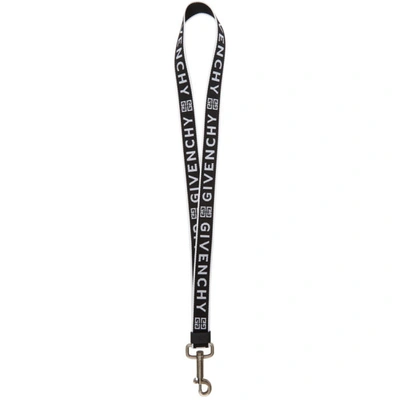 Givenchy Black And White Logo Lanyard Keyring