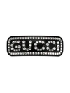 Gucci Crystal Logo Hair Clip In Black