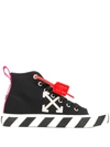 Off-white High Vulcanized Logo Canvas Sneakers In Black