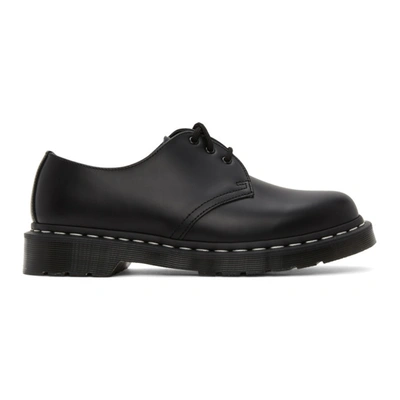 Dr. Martens' 1461 White Stitch Shoe In Black