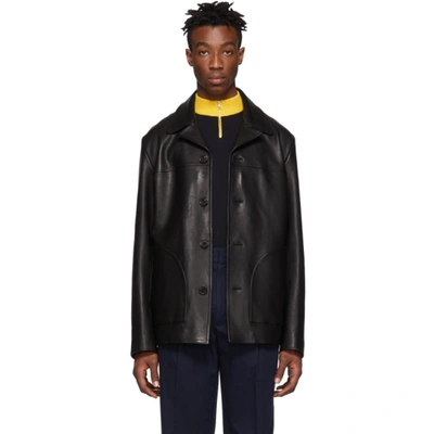 Acne Studios Leather Shirt Jacket Black