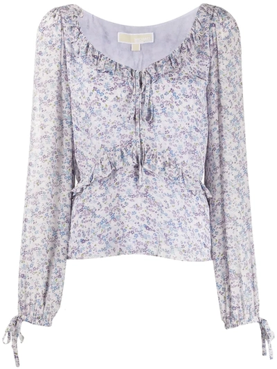 Michael Michael Kors Floral Print Blouse In Purple