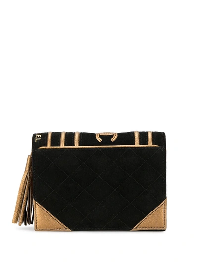 Pre-owned Chanel 2005 Book Motif Clutch In Black