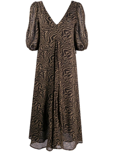 Ganni Swirl Print Dress In Green | ModeSens