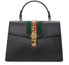 Gucci Top Handle Leather Shoulder Bag In Nero/v.r.v.