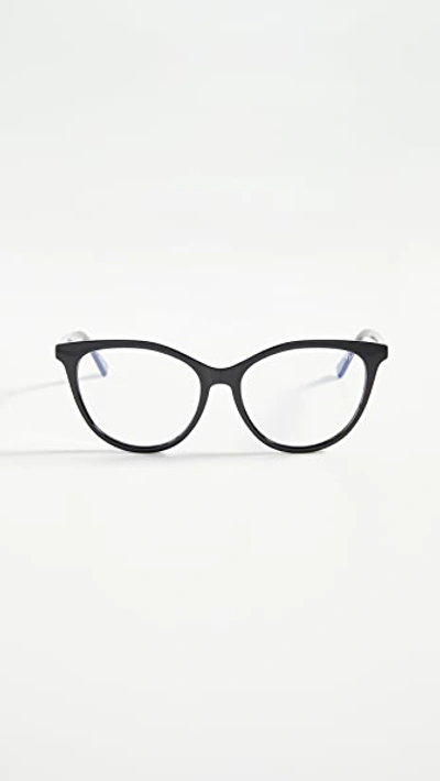 Quay All Nighter Blue Light Glasses In Black/clear Blue