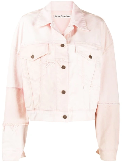 Acne Studios Recrafted Patchwork Boxy Denim Jacket In Pink