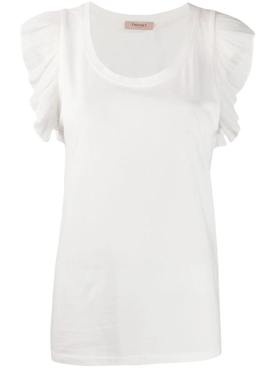 Twinset Pleated Frill Waistcoat In White