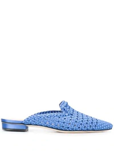 Giannico Alice Woven Mules In Blue