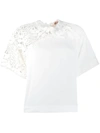 N°21 Asymmetric Lace Panel T-shirt In White