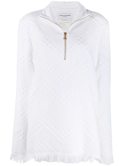 Marine Serre Fringed Zip-up Jumper In White