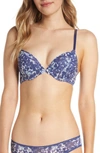 On Gossamer 'triple Mesh Bump It Up' Underwire Push-up Bra In Blossom Dot